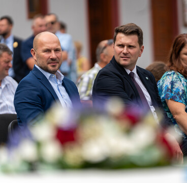 Minister za infrastrukturo Jernej Vrtovec in župan Občine Kamnik Matej Slapar